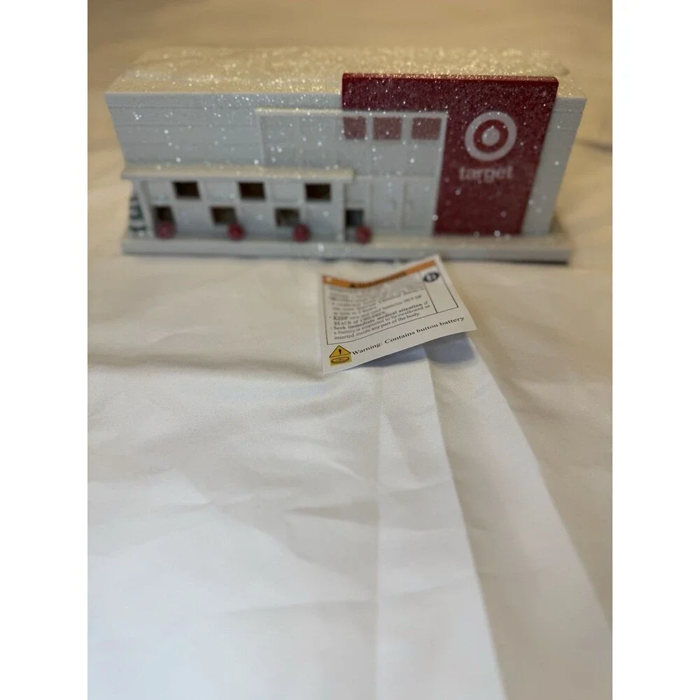 Target Store Bullseye Playground Light Up Snow Glitter Christmas Village Display